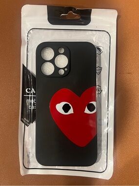 iPhone 13 Pro Black Phone Case with Red Heart Design
